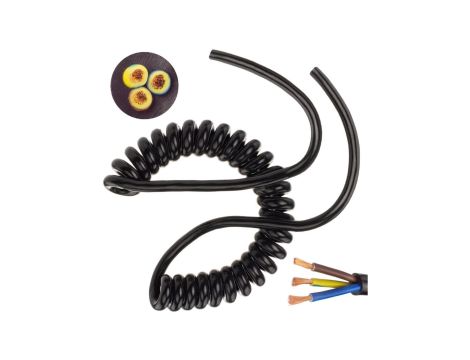 Przewód OMY spiralny H03VVH8-F 3x1 0,3m / 1,4m czarny