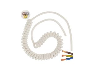 Przewód OMY spiralny H03VVH8-F 3x1,5 biały 1,5m / 7,6m