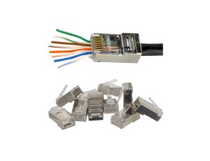 Wtyk modularny RJ45 8P8C kat.6 ekranowany FTP drut przelotowy NEKU /WORECZEK 10szt./