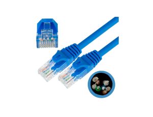 Patchcord UTP kat.5e kabel sieciowy LAN 2x RJ45 linka niebieski 0,25m NEKU