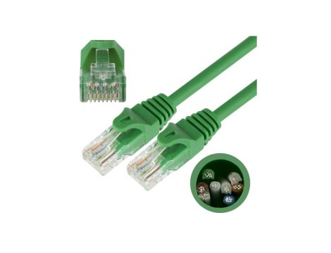 Patchcord UTP kat.5e kabel sieciowy LAN 2x RJ45 linka zielony 3m NEKU