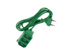 Przedłużacz 3-gniazda b/u Euro 2,5A 3m /OMYp 2x0,75/ zielony PS-362 P