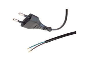 Przewód z wtyczką płaską 2x0,75mm 1,9m czarny