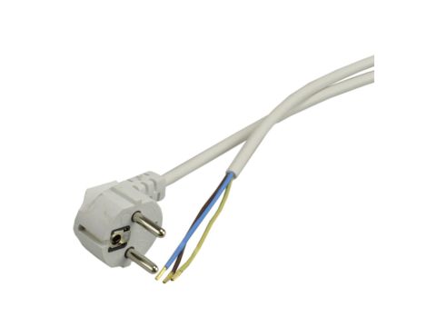 Przewód z wtyczką kątową 3x1,0mm 2m biały