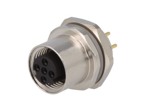 Złącze okrągłe M12 żeńskie proste montaż THT 4pin 250V T4143512041-000