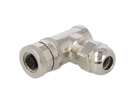 Złącze okrągłe M12 żeńskie kątowe ekranowane 5pin 60V PG9 T4112412051-000