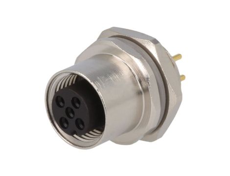 Złącze okrągłe M12 żeńskie proste montaż THT 5pin 60V T4143012051-000