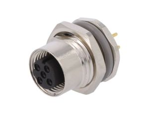 Złącze okrągłe M12 żeńskie proste montaż THT 4-PIN 250V T4141512041-000