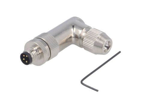 Złącze okrągłe M8 męskie kątowe ekranowane na zacisk 4pin 30V T4013019041-000