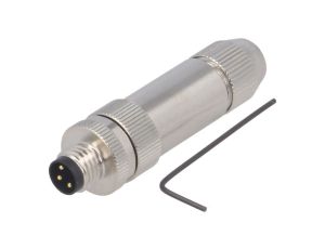 Złącze okrągłe M8 męskie proste ekranowane na zacisk 3pin 60V T4011019031-000