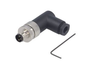 Złącze okrągłe M8 męskie kątowe nieekranowane na zacisk 3-PIN 60V T4013008031-000