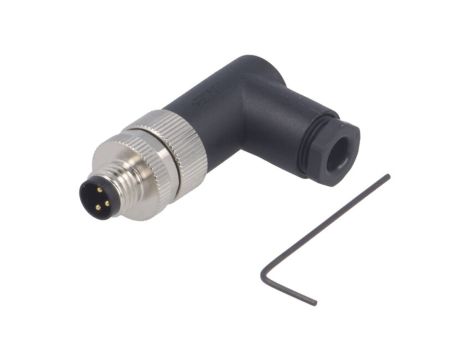 Złącze okrągłe M8 męskie kątowe nieekranowane na zacisk 3pin 60V T4013008031-000