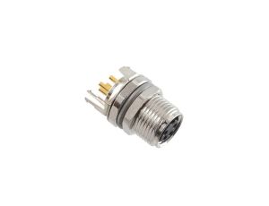 Złącze okrągłe M8 żeńskie proste montaż THT 4pin 30V T4041037041-000