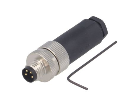 Złącze okrągłe M8 męskie proste nieekranowane na zacisk 4pin 30V T4011008041-000