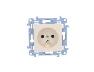 Simon 10 Gniazdo pojedyncze z uziemieniem z przesłonami torów prądowych kremowy 16A, szybkozłącza, CGZ1CZ.01/41