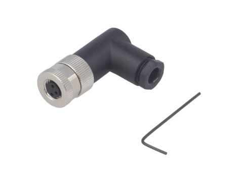 Złącze okrągłe M8 żeńskie kątowe nieekranowane na zacisk 3pin 60V T4012008031-000