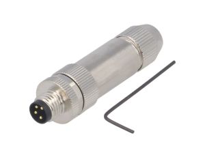 Złącze okrągłe M8 męskie proste ekranowane na zacisk 4-PIN 30V T4011019041-000