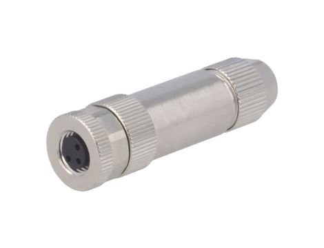 Złącze okrągłe M8 żeńskie proste ekranowane na zacisk 3pin 60V T4010019031-000