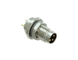 Złącze okrągłe M8 męskie proste montaż THT 3pin 60V T4040014031-000