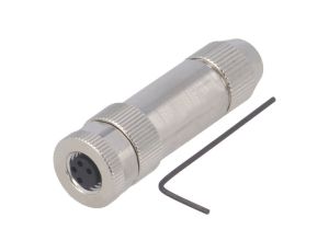 Złącze okrągłe M8 żeńskie proste ekranowane na zacisk 4pin 30V T4010019041-000