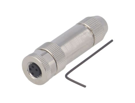 Złącze okrągłe M8 żeńskie proste ekranowane na zacisk 4pin 30V T4010019041-000