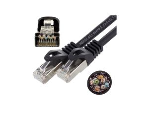 Patchcord S/FTP kat.6A PiMF kabel sieciowy LAN 2x RJ45 linka PoE czarny 1m NEKU