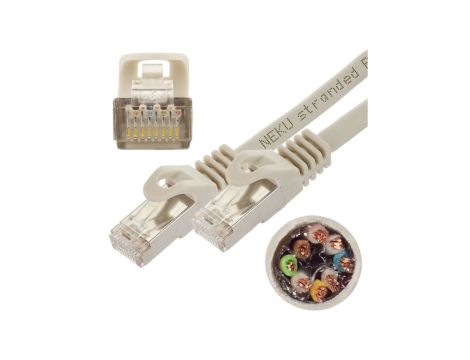 Patchcord S/FTP kat.7 PiMF kabel sieciowy LAN 2x RJ45 linka PoE szary 5m NEKU