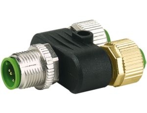 Trójnik M12 męski 5-polowy - 2xM12 żeński 4-polowy 7000-41121-0000000