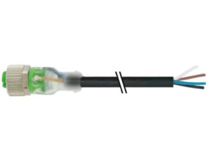 Konektor M12 żeński prosty z wolnym końcem przewodów z LED 5m 7000-12291-6340500
