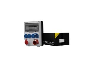 Rozdzielnica budowlana z wtyczką odbiornikową 32A TD-S/FI 16A 4x230V Schuko Doktorvolt 2534