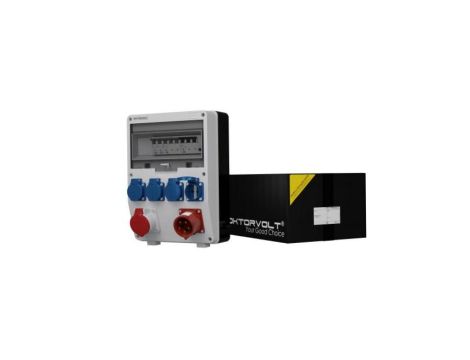 Rozdzielnica budowlana z wtyczką odbiornikową 32A TD-S/FI 16A 4x230V Schuko Doktorvolt 2534