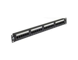 Patch panel RACK 19cali kat.6 24p UTP 1U czarny NEKU