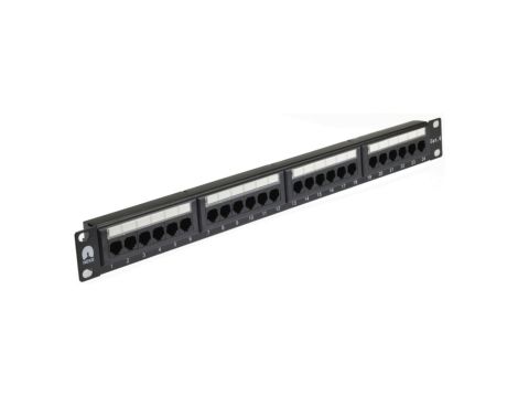 Patch panel RACK 19cali kat.6 24p UTP 1U czarny NEKU