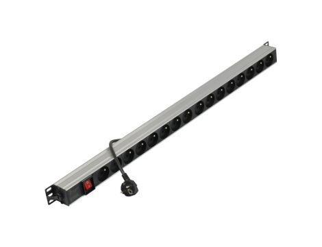 Listwa zasilająca RACK 19 1U pionowa 16 gniazd z wyłącznikiem