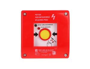 Ręczny przycisk przeciwpożarowego wyłącznika prądu PWP1 (1NO) z certyfikatem CNBOP - 2LED zielony/czerwony 230V