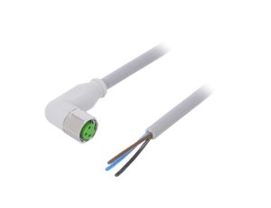 Złącze okrągłe M8 żeńskie kątowe z wolnym końcem przewodów 3-PIN 7014-08081-2100300