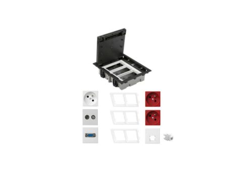 KONTAKT SIMON FLOOR BOX puszka podłogowa 1x gniazdo z/u + 2x DATA + 1x gniazdo RJ45 kat. 6 + 1x VGA + 1x RTV-SAT do podłóg techn