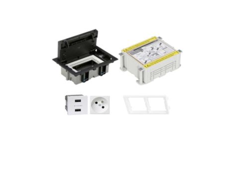 KONTAKT SIMON FLOOR BOX puszka podłogowa 1x gniazdo pojedyncze z/u + 1x gniazdo USB ładowania podwójne + kaseta do wylewki