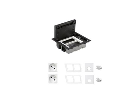 KONTAKT SIMON FLOOR BOX puszka podłogowa 2x gniazdo pojedyncze z/u + 2x gniazdo RJ45 kat. 6 nieekranowane do podłóg technicznych