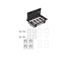 KONTAKT SIMON FLOOR BOX puszka podłogowa 4x gniazdo pojedyncze z/u + 4x gniazdo RJ45 kat. 6 nieekranowane do podłóg technicznych