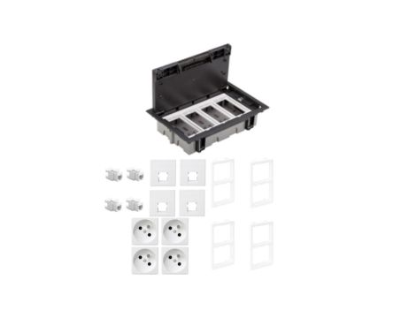KONTAKT SIMON FLOOR BOX puszka podłogowa 4x gniazdo pojedyncze z/u + 4x gniazdo RJ45 kat. 6 nieekranowane do podłóg technicznych