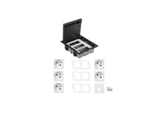 KONTAKT SIMON FLOOR BOX puszka podłogowa 5x gniazdo pojedyncze z/u + 1x gniazdo RJ45 kat. 6 nieekranowane do podłóg technicznych
