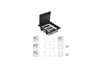 KONTAKT SIMON FLOOR BOX puszka podłogowa 4x gniazdo pojedyncze z/u + 2x gniazdo RJ45 kat. 6 nieekranowane do podłóg technicznych