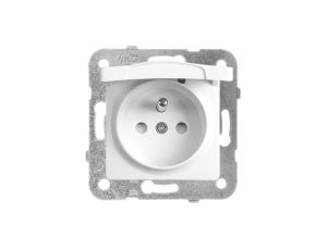 Panasonic LINNERA S Gniazdo pojedyncze z/u zprzesłonami z klapką biały 91440070