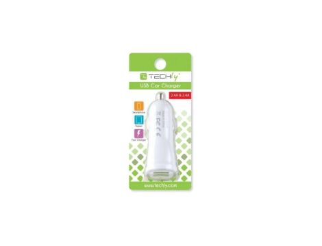 Samochodowa ładowarka 2X USB 5V/2.4A + 2.4A Biała IUSB2-CAR2-4A2P