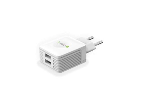 Sieciowa ładowarka 230V - 2X USB 5V 2.1A i 2.1A Biała IPW-USB-EC152W