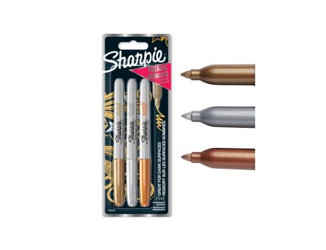 Zestaw markerów permanentnych 3x kolory metaliczne końcówka Fine Point 0,9mm Sharpie Metallic