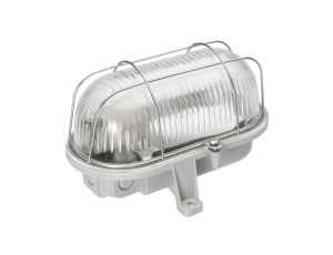 Oprawa kanałowa OVAL-7063T, E27, 75W, biała-polipropylen, klosz przeźroczysty-poliwęglan, IP44, IK10, siatka metalowa A1210-P
