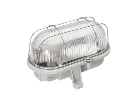 Oprawa kanałowa OVAL-7063T, E27, 75W, biała-polipropylen, klosz przeźroczysty-poliwęglan, IP44, IK10, siatka metalowa A1210-P