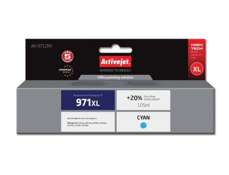 Tusz Activejet AH-971CRX (zamiennik HP 971XL CN626AE Premium 100 ml niebieski)